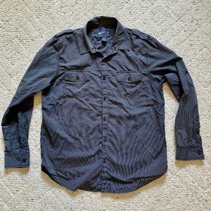 American Rag Gray Striped Military Style Shirt w/ Epaulets, Size Large